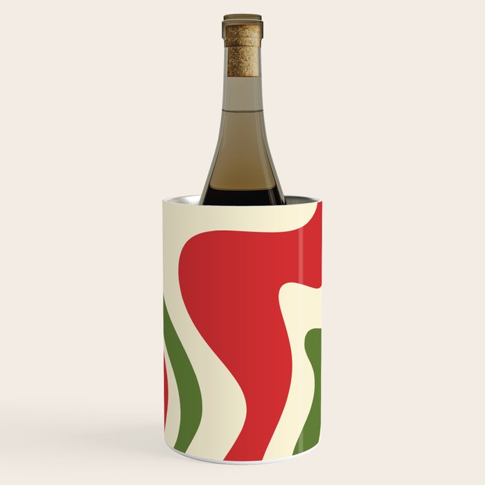 Liquid Swirl Abstract Christmas Pattern Square in Retro Red Green Cream  Wine Chiller Gallery Image 2