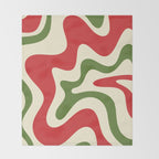 Liquid Swirl Abstract Christmas Pattern Square in Retro Red Green Cream  Throw Blanket Gallery Image 2