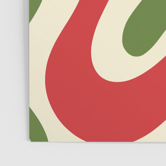 Liquid Swirl Abstract Christmas Pattern Square in Retro Red Green Cream  Poster Gallery Image 3