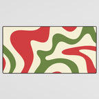 Liquid Swirl Abstract Christmas Pattern Square in Retro Red Green Cream  Desk Mat Gallery Image 3