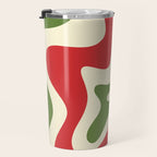 Liquid Swirl Abstract Christmas Pattern Square in Retro Red Green Cream  Travel Mug Gallery Image 3