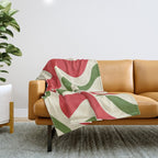 Liquid Swirl Abstract Christmas Pattern Square in Retro Red Green Cream  Throw Blanket Gallery Image 1