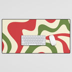 Liquid Swirl Abstract Christmas Pattern Square in Retro Red Green Cream  Desk Mat Gallery Image 1