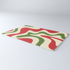 Liquid Swirl Abstract Christmas Pattern Square in Retro Red Green Cream  Rug Gallery Image 3