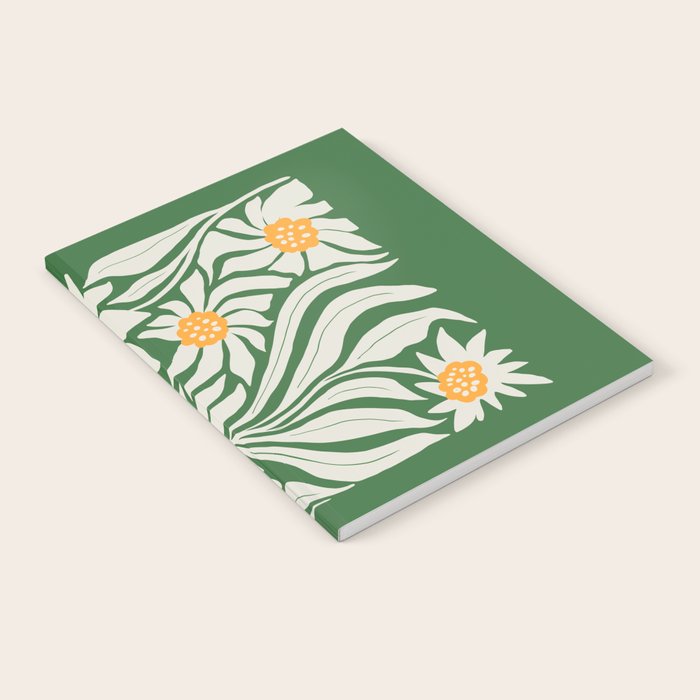 White Camellia & Fern Green Notebook Gallery Image 2