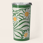 White Camellia & Fern Green Travel Mug Gallery Image 2