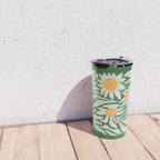 White Camellia & Fern Green Travel Mug Gallery Image 4