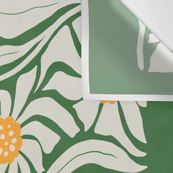White Camellia & Fern Green Wall Tapestry Gallery Image 3