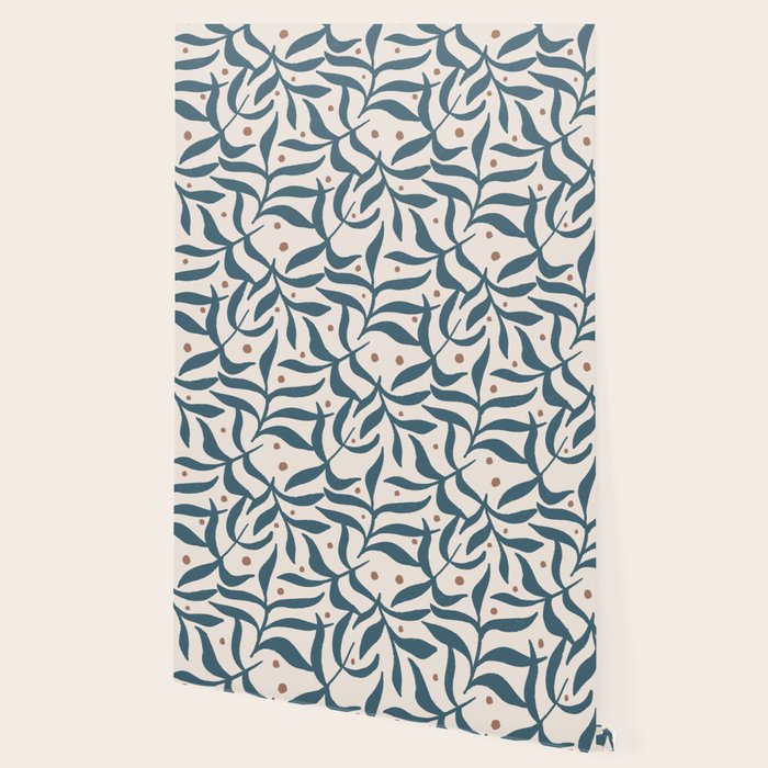 Branches and Berries - Teal and Mocha Wallpaper Gallery Image 2
