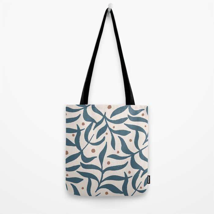 Branches and Berries - Teal and Mocha Tote Bag Gallery Image 2