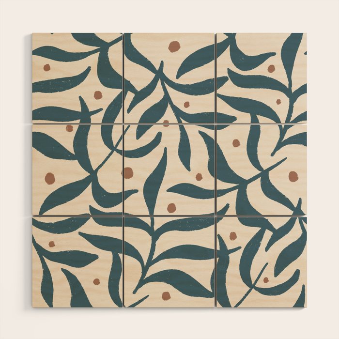 Branches and Berries - Teal and Mocha Wood Wall Art Gallery Image 1
