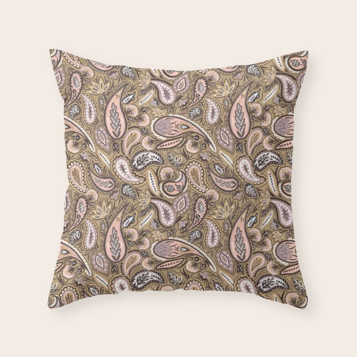 Vintage Paisley Harmony Throw Pillow Gallery Image 1