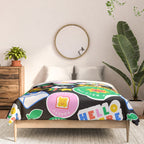 Retro cartoon sticker label pattern Comforter Gallery Image 3