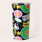 Retro cartoon sticker label pattern Travel Mug Gallery Image 1