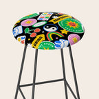 Retro cartoon sticker label pattern Stool Gallery Image 2