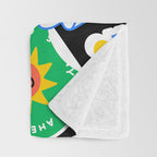 Retro cartoon sticker label pattern Throw Blanket Gallery Image 3
