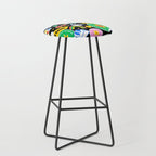 Retro cartoon sticker label pattern Stool Gallery Image 1