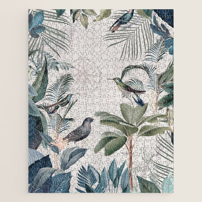 Tropical Birds Paradise Vintage Botanical Illustration Jigsaw Puzzle Gallery Image 1
