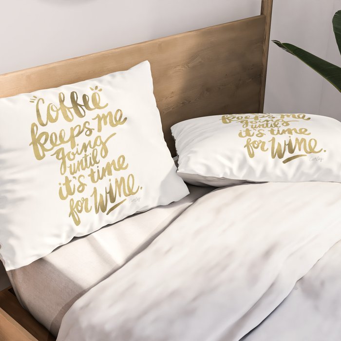 Coffee & Wine - Gold Pillow Sham Gallery Image 2