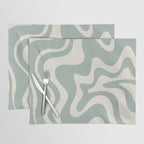Retro Liquid Swirl Abstract Pattern Eucalyptus Sage Green Placemat Gallery Image 1