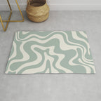 Retro Liquid Swirl Abstract Pattern Eucalyptus Sage Green Rug Gallery Image 1