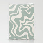 Retro Liquid Swirl Abstract Pattern Eucalyptus Sage Green Stationery Card Gallery Image 2