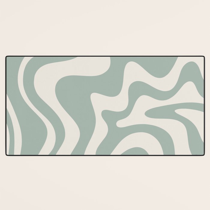 Retro Liquid Swirl Abstract Pattern Eucalyptus Sage Green Desk Mat Gallery Image 3