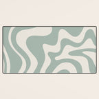 Retro Liquid Swirl Abstract Pattern Eucalyptus Sage Green Desk Mat Gallery Image 3