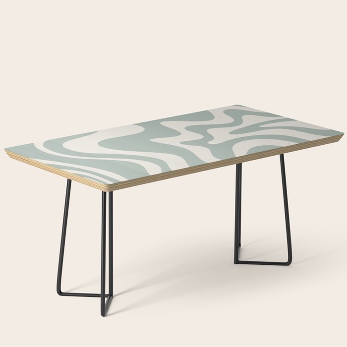 Retro Liquid Swirl Abstract Pattern Eucalyptus Sage Green Coffee Table Gallery Image 1