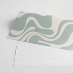 Retro Liquid Swirl Abstract Pattern Eucalyptus Sage Green Wrapping Paper Gallery Image 2
