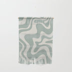 Retro Liquid Swirl Abstract Pattern Eucalyptus Sage Green Wall Hanging Gallery Image 1