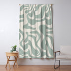 Retro Liquid Swirl Abstract Pattern Eucalyptus Sage Green Window Curtain Gallery Image 5