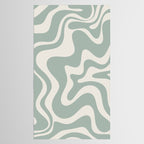 Retro Liquid Swirl Abstract Pattern Eucalyptus Sage Green Tablecloth Gallery Image 2