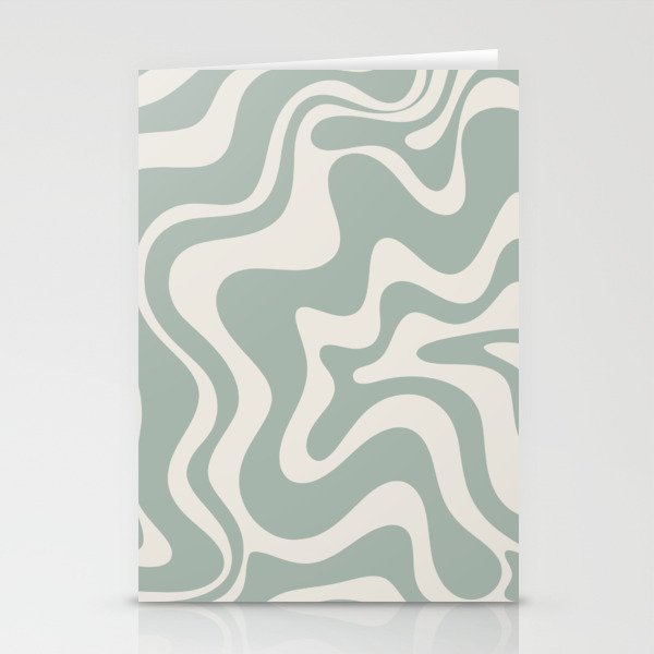 Retro Liquid Swirl Abstract Pattern Eucalyptus Sage Green Stationery Card Gallery Image 1