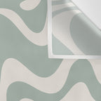 Retro Liquid Swirl Abstract Pattern Eucalyptus Sage Green Wall Tapestry Gallery Image 3