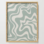 Retro Liquid Swirl Abstract Pattern Eucalyptus Sage Green Serving Tray Gallery Image 1
