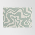 Retro Liquid Swirl Abstract Pattern Eucalyptus Sage Green Rug Gallery Image 2