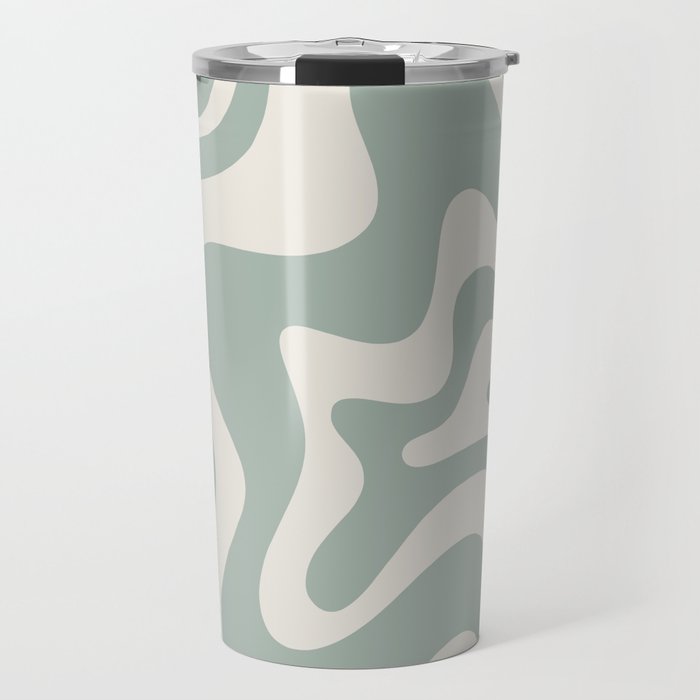 Retro Liquid Swirl Abstract Pattern Eucalyptus Sage Green Travel Mug Gallery Image 1