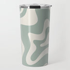 Retro Liquid Swirl Abstract Pattern Eucalyptus Sage Green Travel Mug Gallery Image 1