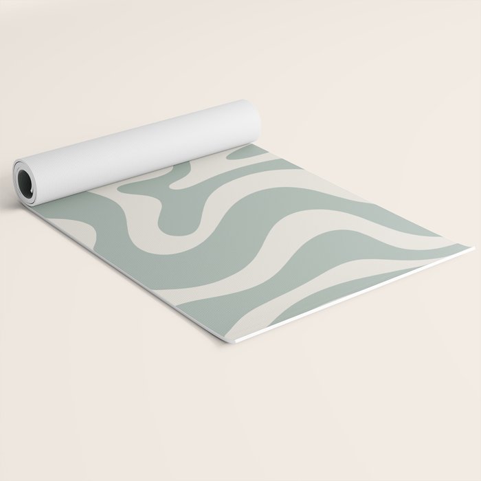 Retro Liquid Swirl Abstract Pattern Eucalyptus Sage Green Yoga Mat Gallery Image 2