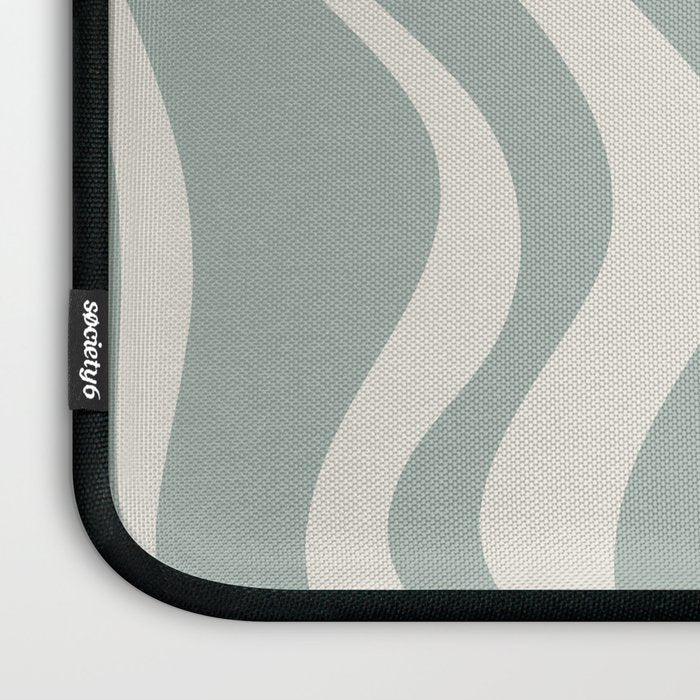 Retro Liquid Swirl Abstract Pattern Eucalyptus Sage Green Laptop Sleeve Gallery Image 3