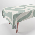 Retro Liquid Swirl Abstract Pattern Eucalyptus Sage Green Tablecloth Gallery Image 1