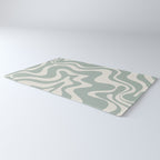 Retro Liquid Swirl Abstract Pattern Eucalyptus Sage Green Rug Gallery Image 3
