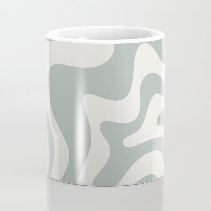 Retro Liquid Swirl Abstract Pattern Eucalyptus Sage Green Coffee Mug Gallery Image 4