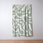 Retro Liquid Swirl Abstract Pattern Eucalyptus Sage Green Window Curtain Gallery Image 3