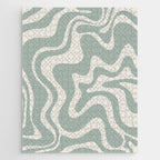 Retro Liquid Swirl Abstract Pattern Eucalyptus Sage Green Jigsaw Puzzle Gallery Image 1