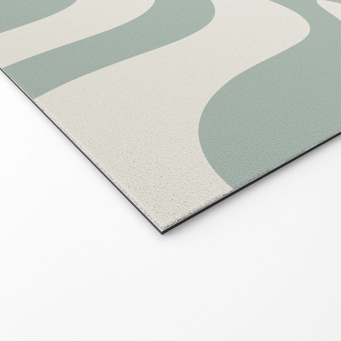 Retro Liquid Swirl Abstract Pattern Eucalyptus Sage Green Welcome Mat Gallery Image 2