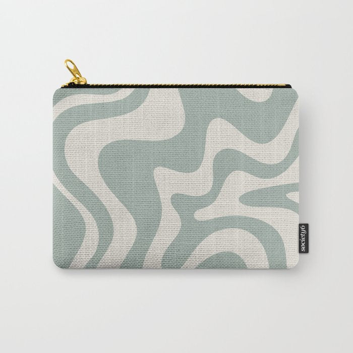 Retro Liquid Swirl Abstract Pattern Eucalyptus Sage Green Carry All Pouch Gallery Image 1