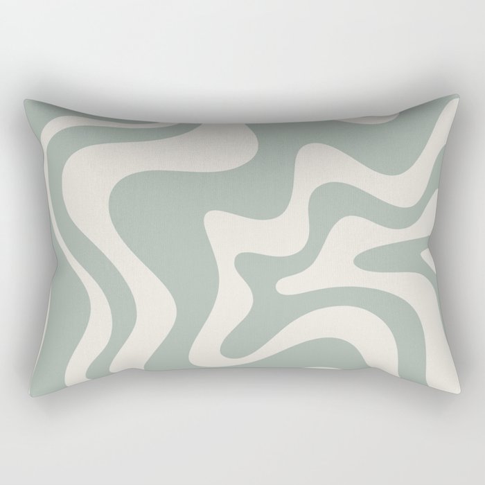 Retro Liquid Swirl Abstract Pattern Eucalyptus Sage Green Rectangular Pillow Gallery Image 2