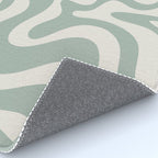 Retro Liquid Swirl Abstract Pattern Eucalyptus Sage Green Rug Gallery Image 4